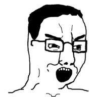 glasses hair open_mouth smug soyjak variant:chudjak // 2000x2000 // 327.9KB