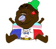 angry arm baby bambi_(moldygh) black_sclera black_skin dark_hair dave_and_bambi emo_hair fnf_pedo friday_night_funkin' full_body grey_eyes iowa mustache open_mouth queen_of_hearts soyjak stubble subvariant:pissbaby tranny variant:meximutt // 1350x1193 // 275.1KB