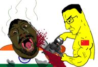 angry asian beard blood bloodshot_eyes brown_skin chainsaw china closed_mouth country countrywar crying flag flag:china flag:india glasses holding_chainsaw holding_object india indian meta:tagme mustache open_mouth pajeet red_eyes subvariant:chainsaw_bernd sweating variant:bernd variant:chudjak yellow_skin yellow_teeth // 1238x854 // 466.9KB