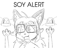 alarm aliased animal anthro averi drawing fiddleafox fluffy fox fur furry furry_ears furry_female glasses hair open_mouth paw raised_eyebrows raised_hands sketch soy_alert stubble text variant:unknown white_background // 3200x2664 // 522.9KB