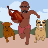 arm brown_skin chase chicken dog drawn_background glasses hand looking_at_you nigger pitbull running scared soyjak stubble subvariant:chudjak_front subvariant:doctos subvariant:doctos_front subvariant:muscular_chud subvariant:unbotheredchud variant:chudjak variant:soyak // 1474x1475 // 67.8KB