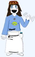 a10_eyes blue_eyes blue_shirt blush brown_hair clothes crimean_tatar crimean_tatar_text dress eyelashes female flag:crimean_tatar food full_body hair hat long_hair necklace nintendo nintendo_switch no_nose open_mouth shoe soy soyjak tubeteika vanilla variant:soytan video_game wave waving // 1352x2196 // 153.0KB