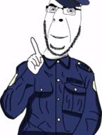 animated clothes full_body glasses hand pointing_up police police_hat smile smirk stubble text uniform variant:cobson // 600x793 // 657.3KB