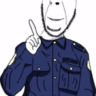 animated clothes full_body glasses hand pointing_up police police_hat smile smirk stubble text uniform variant:cobson // 600x793 // 657.3KB