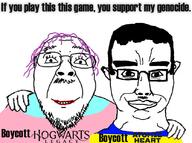 2soyjaks atomic_heart boycott chud_troon_alliance clothes ear flag friendship genocide glasses hair hand happy harry_potter hogwarts_legacy makeup mustache purple_hair smile soyjak stubble subvariant:chudjak_front tranny ukraine variant:bernd variant:chudjak // 834x620 // 282.5KB