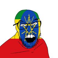 angry country ethiopia flag glasses jacksepticeye looking_at_you mustache open_mouth soyjak stubble teeth variant:feraljak youtube // 1500x1500 // 39.4KB