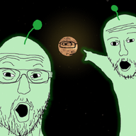 3soyjaks alien animated antenna arm glasses green_skin hand mustache open_mouth planet pointing scared soyjak space stubble subvariant:soyak_(concerned) variant:soyak variant:two_pointing_soyjaks venus // 500x500 // 1.6MB