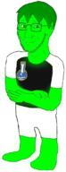 award central_intelligence_agency closed_mouth clothes crossed_arms cyrus glasses glowing glowing_eyes green_hair green_skin hair smile smug stubble that_one_fucking_picture_of_nate_being_a_smug_little_bastard trend:glowie variant:soyak // 423x1104 // 128.2KB