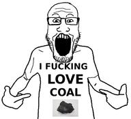 clothes coal glasses hand i_fucking_love i_love open_mouth pointing soyjak stubble text tshirt variant:markiplier_soyjak // 618x559 // 75.8KB