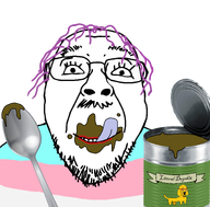 can crying dog dog_ear dog_shit janny label licking_lips poop spoon text tranny troon troonella troonslop variant:bernd variant:soyak // 2200x2164 // 1.3MB