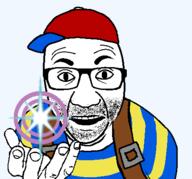 backpack cap clothes earthbound fixed glasses hand hat holding_object magic ness_(earthbound) open_mouth perro_hold soyjak stripes stubble transparent tshirt variant:el_perro_rabioso video_game // 430x400 // 30.0KB
