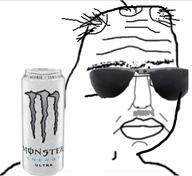artist:sectionalism bald boomer closed_mouth energy_drink glasses hair monster_energy mustache soyjak subvariant:pol_face sunglasses variant:chudjak // 1620x1487 // 223.0KB