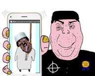 arab brown_skin celtic_cross fingernail holding_object holding_phone iphone medal message mustache phone pink_skin variant:alicia variant:bernd white_supremacist // 897x720 // 60.9KB