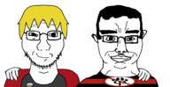 anti_furry antifurry front_facing happy nate soyjak_party variant:chudjak variant:soyak yellow_hair // 1701x880 // 424.9KB