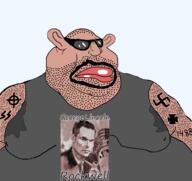 1488 amerimutt brown_skin celtic_cross closed_mouth clothes ear fat fixed george_lincoln_rockwell glasses iron_cross lips mutt nazism schutzstaffel shitstika sunglasses swastika tank_top tattoo transparent_background variant:meximutt // 1675x1583 // 768.4KB