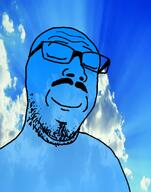 blue_skin calm closed_mouth glasses happy mustache nuvariant sky smile stubble template variant:bottlejak // 702x892 // 722.9KB