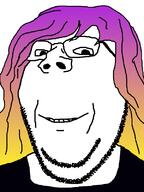 anime byakuren_hijiri clothes glasses hair orange_hair smile soyjak stubble subvariant:wholesome_soyjak teeth touhou two_tone_hair variant:gapejak video_game videogame yellow_hair // 600x800 // 149.5KB
