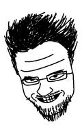 closed_mouth glasses grin hair mustache soyjak stubble variant:unknown // 432x689 // 13.4KB