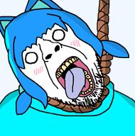 ack animal bloodshot_eyes blue_hair blush cat cat_ear catgirl crying dead ear edit female gemcord gemma gempass grey_shirt hanging meta:not_oc open_mouth recolor rope shemmy shemmycuck tama_is_goonslop transparent_background variant:bernd // 768x777 // 30.6KB