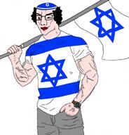 chud clothes hat holding_flag israel jewfro jewish_star jews judaism kippah star_of_david variant:chudjak // 1080x1130 // 397.4KB