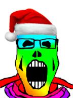 bones christmas colorful glasses gradient open_mouth rainbow santa_hat series:skeletonjaks skeleton skull soyjak variant:markiplier_soyjak // 598x800 // 251.4KB