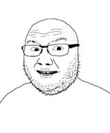 aliased glasses half_open_mouth redraw soyjak stubble variant:logjak // 559x675 // 5.5KB