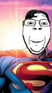 blue cape david_bowie glasses gold hair light light_ray meme red smile starman sun sunrise sunset superhero superman variant:bernd yellow // 405x720 // 358.9KB