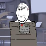 barrel closed_mouth glasses smile soyjak stubble subvariant:wholesome_soyjak text variant:gapejak // 500x500 // 141.7KB