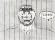 artist:entiral closed_mouth drawing glasses judge_holden ominous shading stubble subvariant:hornyson text textbox variant:cobson // 1485x1080 // 1.0MB