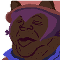 brown_skin cat_ear clothes eyes_closed hair hat jimbo_(namefag) jimbo_(user) jimbrap lips meta:namefags niko_(oneshot) oneshot pixel_art series:jimbo_emotes variant:alicia yellow_sclera yellow_teeth // 97x97 // 1.5KB