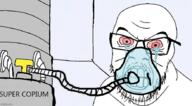 anesthesia angry bloodshot_eyes copium crying glasses mustache soyjak stubble text variant:feraljak wrinkles // 879x487 // 341.1KB