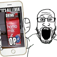 arm first_phoneplier_vertical_image glasses hand holding_object holding_phone homo_milk impact_font iphone its_all_i_ever_drink open_mouth phone qa_(4chan) soyjak stubble subvariant:phoneplier subvariant:phoneplier_vertical variant:markiplier_soyjak // 680x593 // 379.0KB