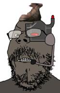 angry boot boot_(user) brown_skin cyborg evil frown glasses horn microphone red_eyes robot soyjak stubble variant:gapejak // 600x932 // 81.2KB