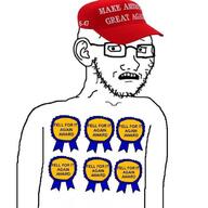 arm award donald_trump ear fell_for_it_again_award glasses hair maga maga_hat make_america_great_again open_mouth soyjak stubble subvariant:soyak_(concerned) teeth text united_states variant:soyak // 680x680 // 57.9KB