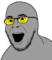 glasses happy open_mouth soot soyjak soyjak_party stubble template variant:unknown wide_eyes // 648x745 // 114.6KB