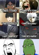 anime attack_on_titan eren frog pepe tokyo_ghoul vampire variant:cobson // 680x950 // 816.1KB