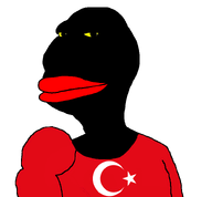 black_skin blackface closed_mouth clothes flag:turkiye gooner gooning masturbation red_lips smile smug star_and_crescent subvariant:brazilmutt turk turkiye turkroach vantablack vantablack_skin variant:meximutt yellow_sclera // 795x736 // 20.0KB