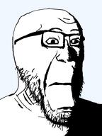 closed_mouth glasses looking_to_the_right merge neutral series:fusionjaks soyjak stubble subvariant:neutralplier subvariant:threefourthsplier variant:darkiplier variant:markiplier_soyjak // 600x800 // 36.0KB