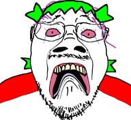 4chan anime distorted eyebrows glasses hair mustache pink_eyes purple_hair scared teeth_showing template tranny variant:bernd yotsoyba // 1106x1012 // 163.3KB