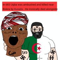 africa algeria allah arab arabic_text berber brown_hair brown_skin clothes flag:algeria islam north soyjak stubble swastika total_arab_death white_skin // 2756x2756 // 3.6MB