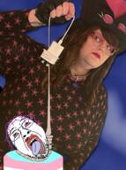 bloodshot_eyes cable crying dead flag full_body glasses hair hanging holding_object jim_sterling meta:ai_generated mustache open_mouth power_cord purple_hair rope soyjak stubble suicide tongue tranny variant:bernd yellow_teeth youtuber // 431x578 // 403.2KB