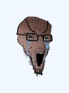 bloodshot_eyes crying dwarf_planet glasses large_eyebrows makemake open_mouth planet solar_system soyjak space stretched_mouth stubble variant:soyak // 582x782 // 169.4KB