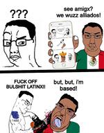 1488 blood bloodshot_eyes brown_skin chainsaw european_union flag:european_union flag:mexico gender-neutral_language glasses gore hand happy_merchant holding_chainsaw holding_object holding_phone judaism knife latino mexico mustache nas:happy_jewish nas:merchant nose open_mouth question_mark side_profile sombrero subhuman subvariant:chainsaw_bernd subvariant:chudjak_front text tongue tongue_out trvthnvke variant:chudjak white_skin yellow_teeth // 1596x2048 // 1.8MB