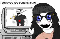arm beanie blue_eyes blush buff closed_mouth clothes computer dunchenman_(user) female glasses grey hair hand hat holding_object holding_sword mask meta:namefags necklace open_mouth screen sigma_letter smug soyjak subvariant:muscular_chud2 sword template variant:chudjak variant:soytan watch // 1280x848 // 259.4KB