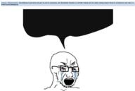 4chan bloodshot_eyes comment crying fuckyou_(user) gamejolt glasses gorestriker_studios hair open_mouth red_eyes sectionalism seething sharty shemmy soybooru soygem.party soyjak soyjak_party speech_bubble stubble teeth text variant:cryboy_soyjak // 725x487 // 70.2KB