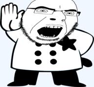 angry badge clothes glasses hand open_mouth police soyjak stubble utubetrollspolice variant:cobson // 600x551 // 63.7KB