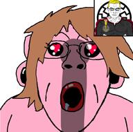 arm brown_hair buff closed_mouth clothes ear earring female ftm glasses hair lips looking_at_you meta:pornographic_content mustache nate oh_my_god_she_is_so_attractive pink_skin pooner red_eyes smile soyjak soyjak_party stubble subvariant:chudjak_front subvariant:muscular_chud subvariantbridget tranny variant:bernd variant:chudjak vein yellow_hair // 827x824 // 173.4KB