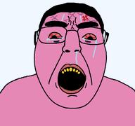 anger_mark angry bloodshot_eyes crying hair leaking open_mouth pink_skin rage rotten_teeth subvariant:bernchud sweating teeth variant:bernd variant:chudjak vein yellow_teeth // 1200x1125 // 28.2KB