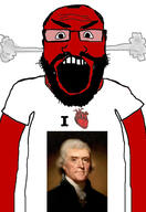 angry balding beard clothes glasses hair heart i_love open_mouth red_skin soyjak subvariant:science_lover thomas_jefferson tshirt variant:markiplier_soyjak // 2819x4096 // 997.8KB