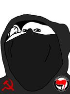 anarchism antifa balaclava clothes commie communism ear flag:anarcho-communism german_text hammer_and_sickle hoodie leftist looking_at_you smile text variant:impish_soyak_ears white_background white_skin // 598x800 // 46.1KB